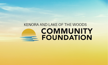 Kenora & Lake of the Woods Regional Community Foundation Logo with a sunset in the background